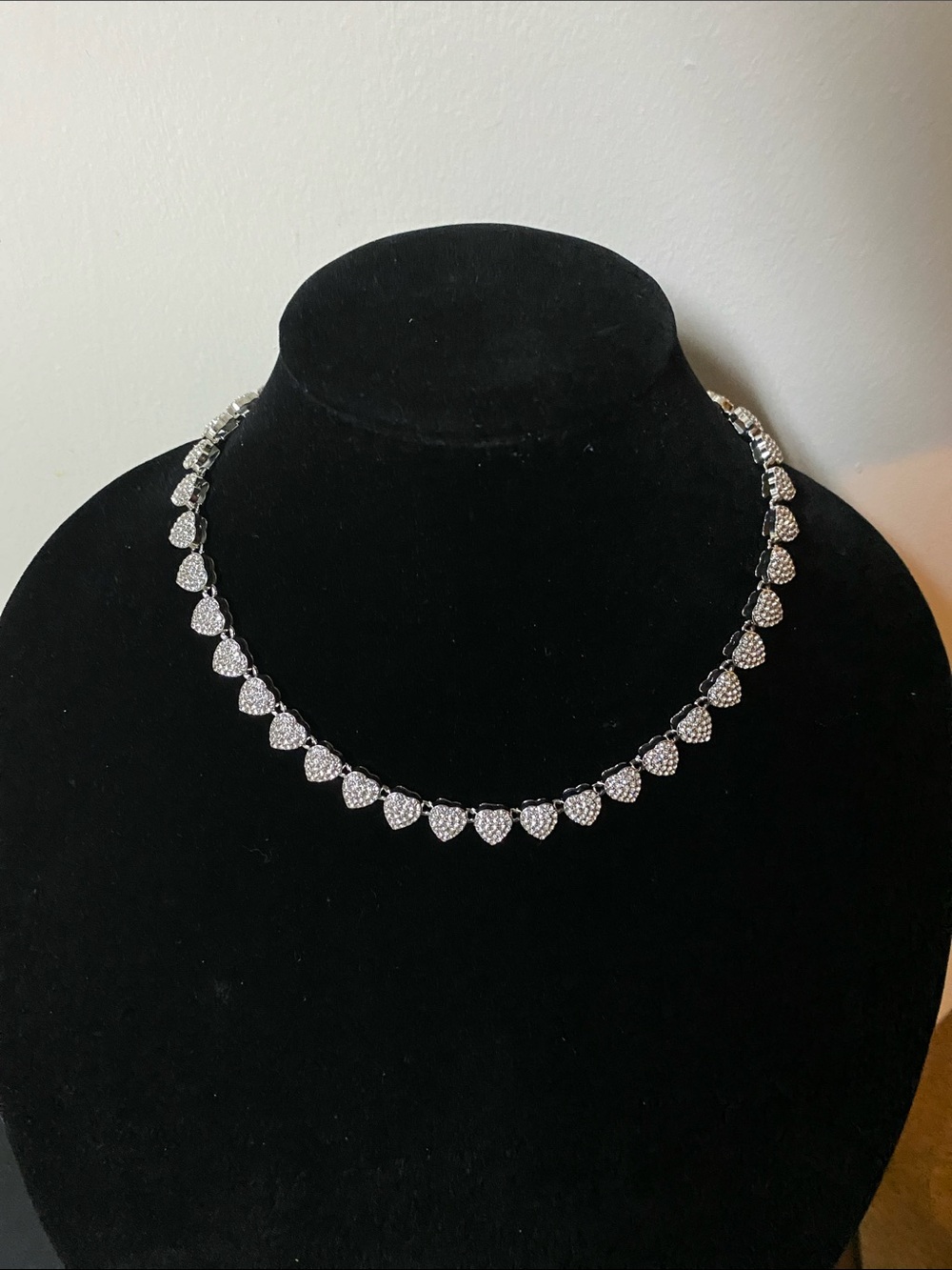 Pavé Heart Choker Necklace in Silver - Women's Jewelry